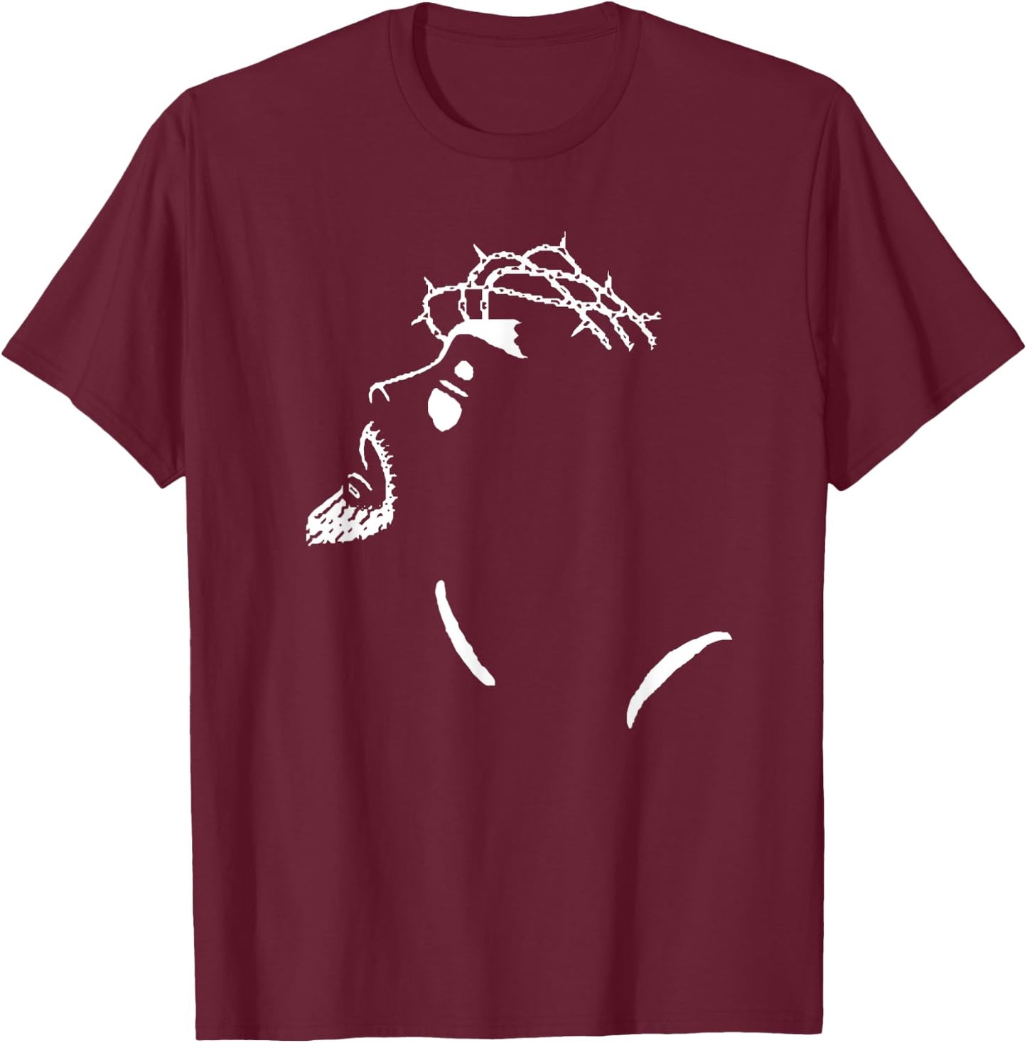 Silhouette Image of Jesus Christ Face Christian Faith Easter T-Shirt - T-Shirt | Maroon