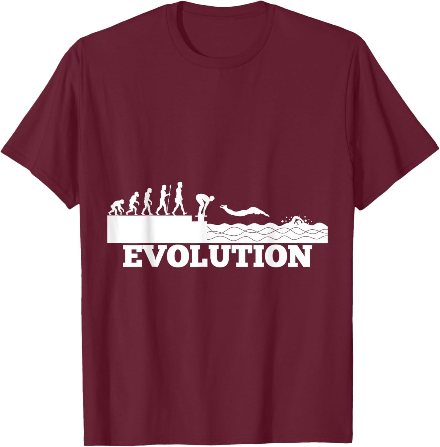 Fun Evolution Swimming Pool Swim Sport Lover Gift T-Shirt - T-Shirt | Maroon