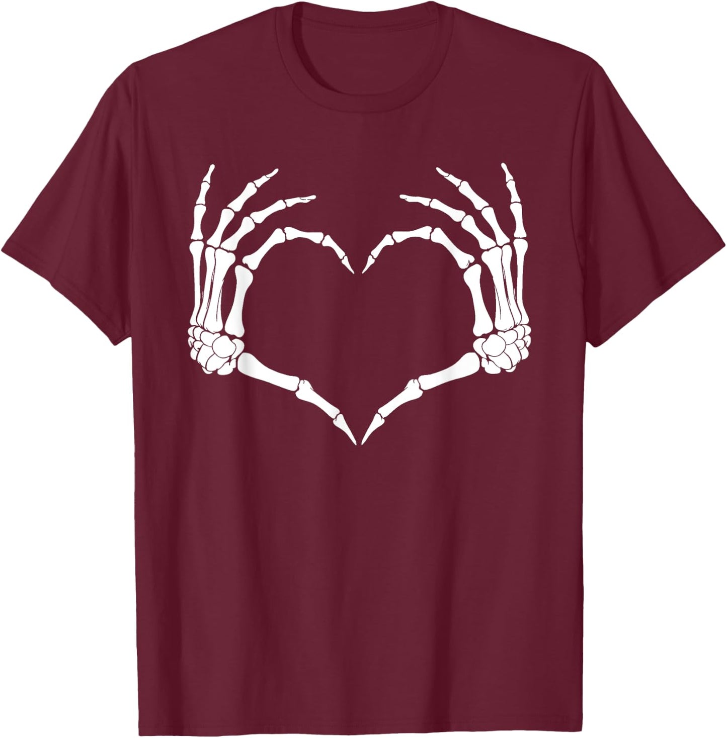 Skeleton Heart Hand Sign Family Women Girl Halloween Costume T-Shirt - T-Shirt | Maroon