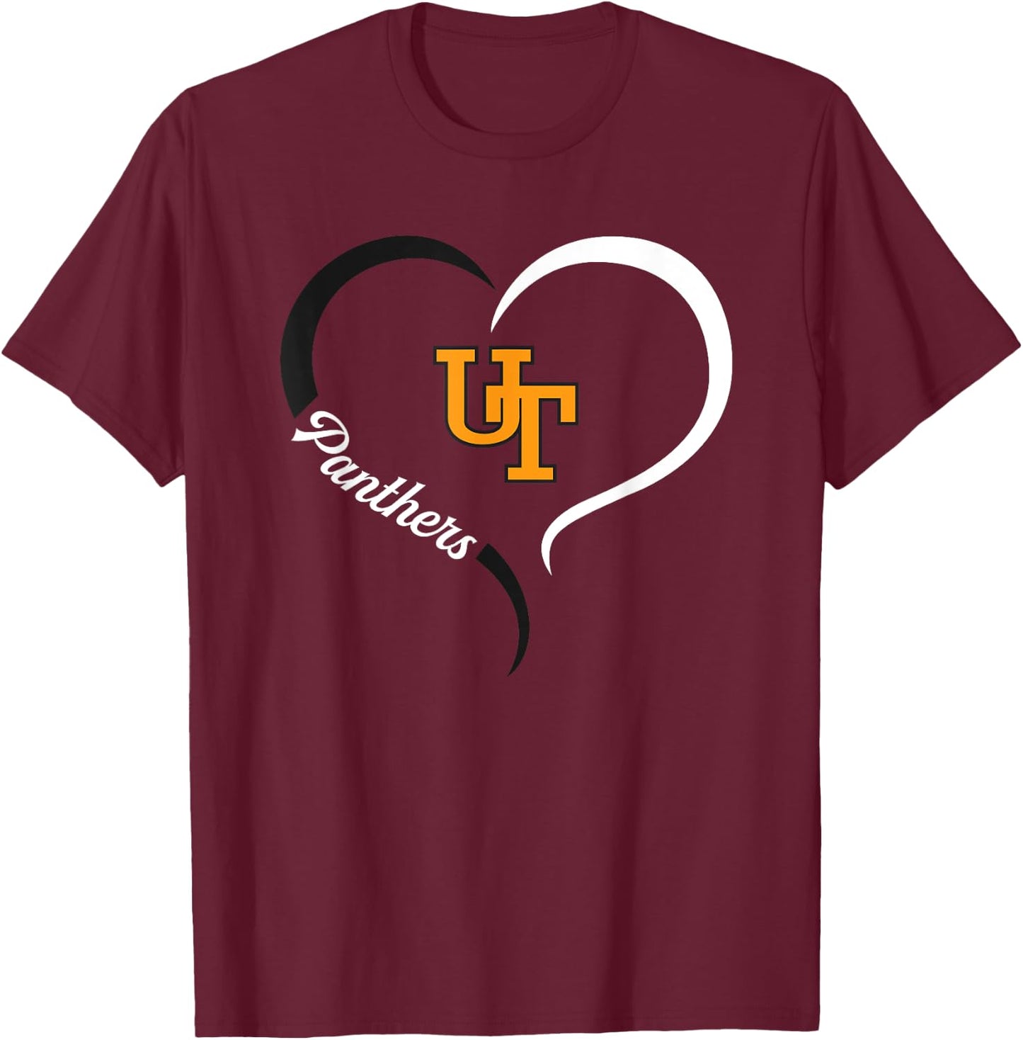 United Township Panthers Logo Half Heart Slogan HS T-Shirt - T-Shirt | Maroon