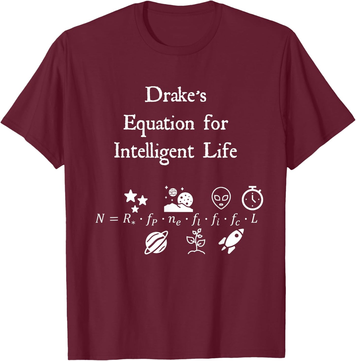 Nerdy Drake's Equation Space Science Physics Teacher Gift T-Shirt - T-Shirt | Maroon
