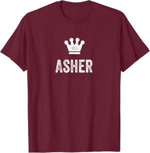 Asher the King / Crown & Name Design Called Asher T-Shirt - T-Shirt | Maroon