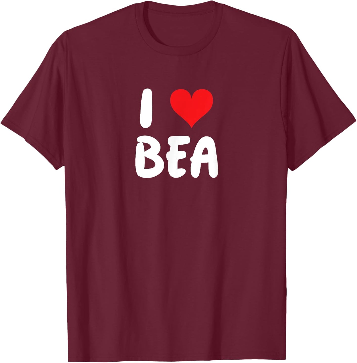 I Love Bea Heart , Black, S T-Shirt - T-Shirt | Maroon