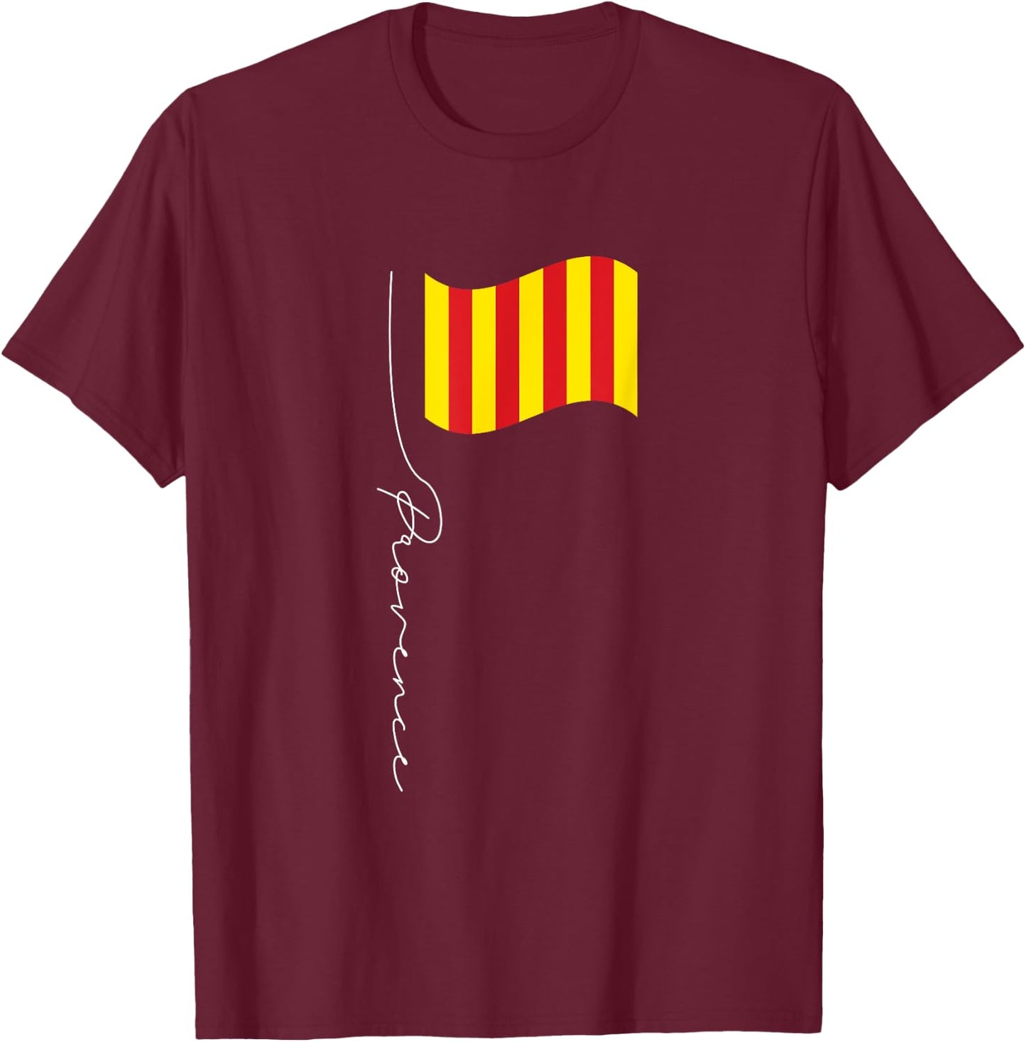 Provence Signature Flag Pole - Elegant France Regional Flag T-Shirt - T-Shirt | Maroon