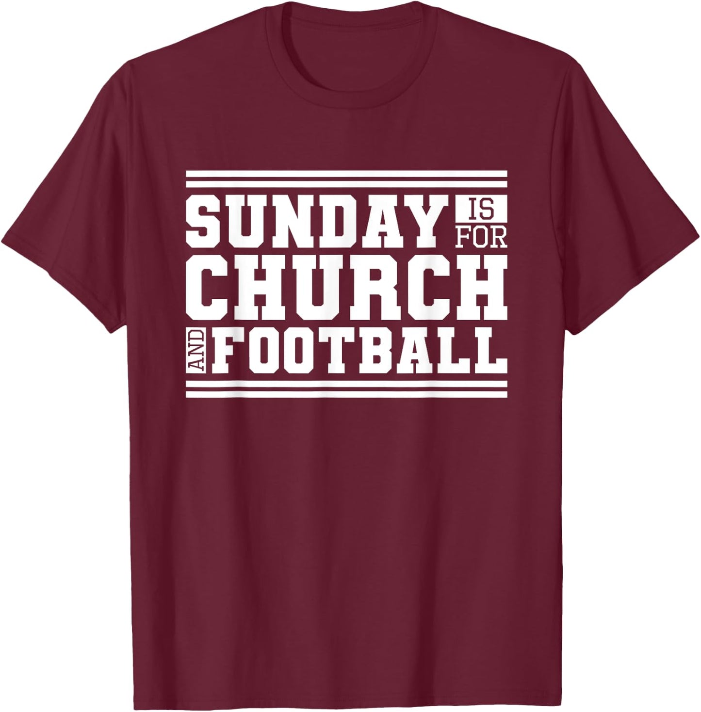 Sunday Is For Church And Football, Christian Jesus Football T-Shirt - T-Shirt | Maroon