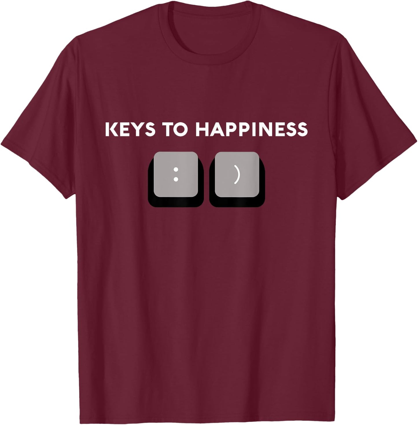 Funny IT Tech Pun Shirts - Keys To Happiness T-Shirt - T-Shirt | Maroon