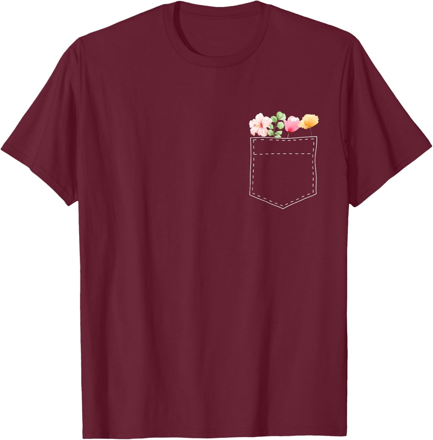 Flowers bouquet Floral Pocket T-Shirt - T-Shirt | Maroon