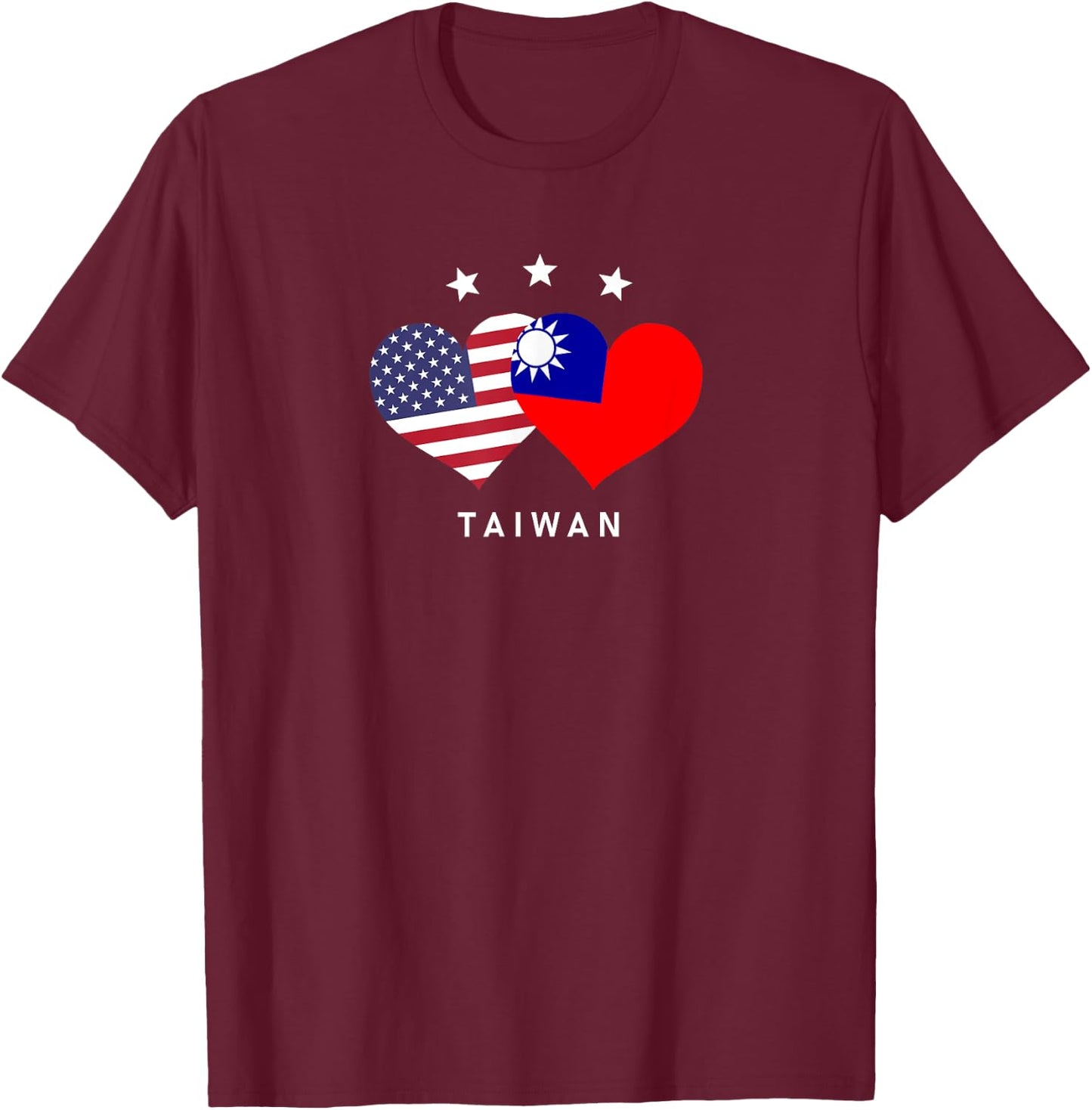 Taiwan Flag USA Flag Love Heart Kids Men T-Shirt - T-Shirt | Maroon
