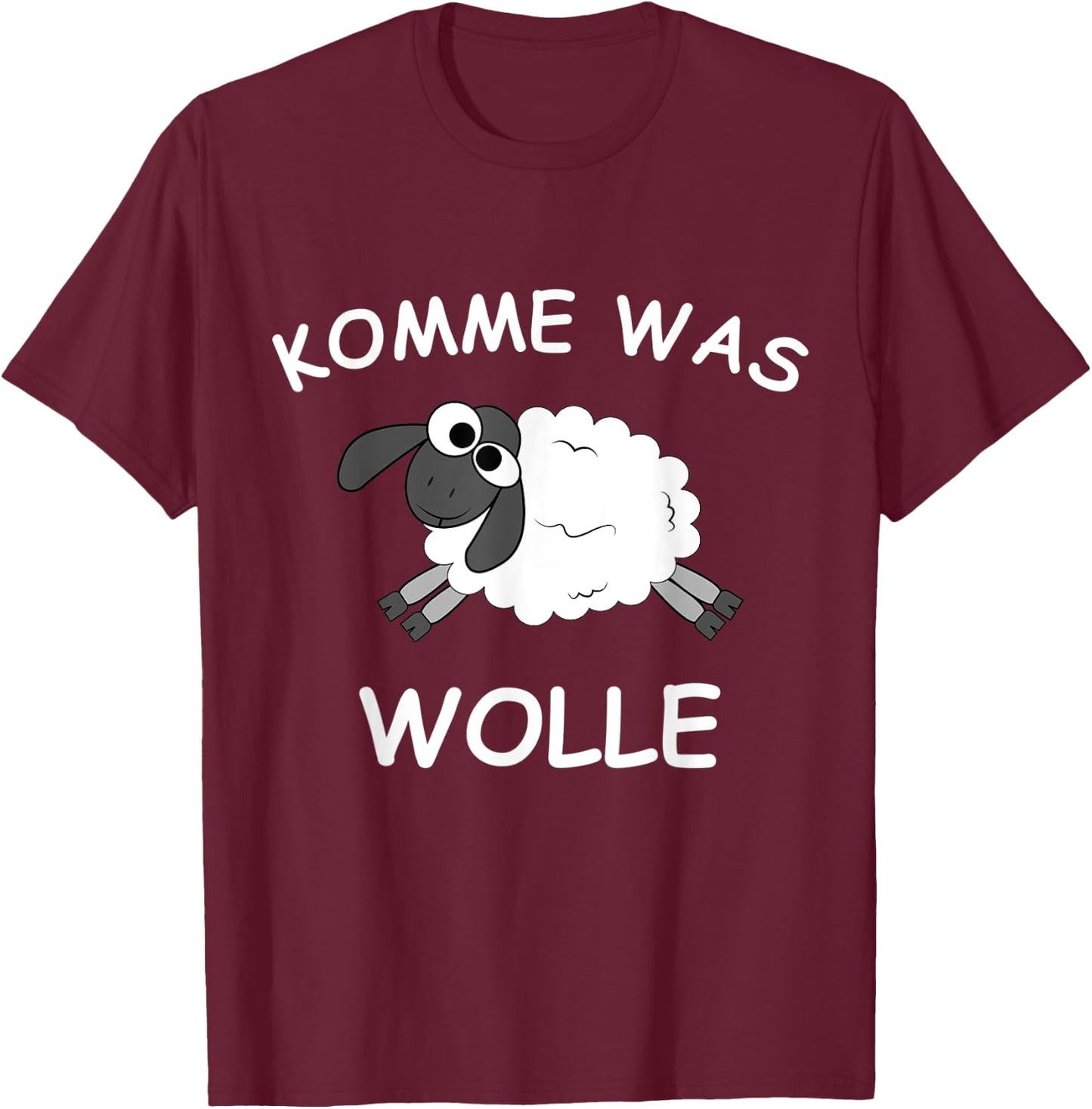 Lustiges Schaf Motiv mit Spruch - Komme was Wolle T-Shirt - T-Shirt | Maroon