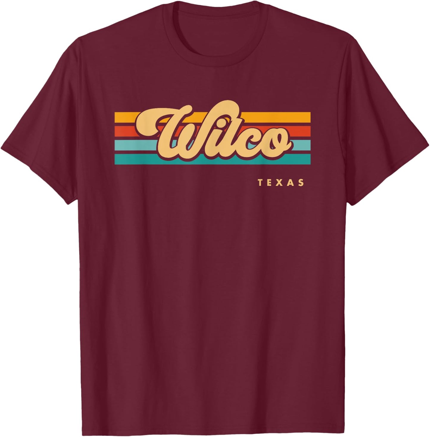 Vintage Sunset Stripes Wilco, Texas T-Shirt - T-Shirt | Maroon