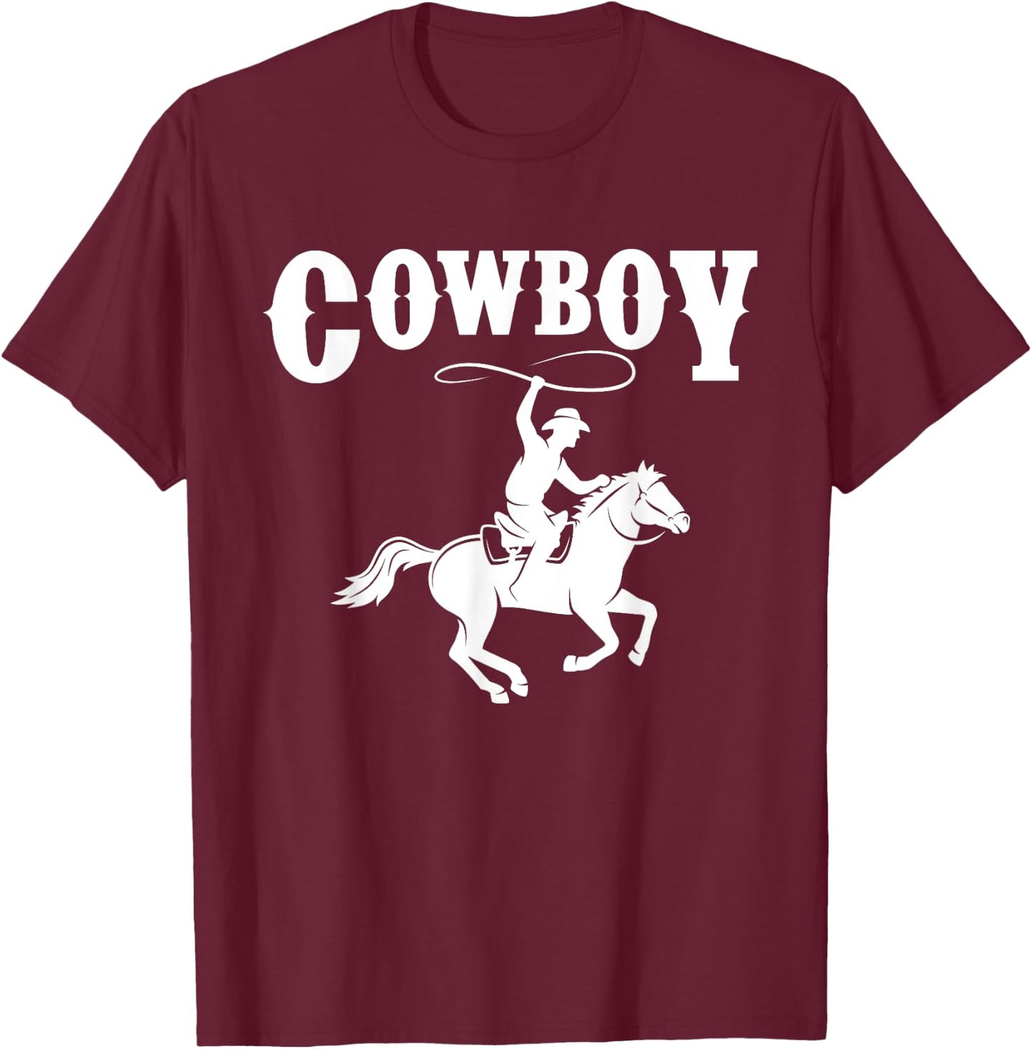 Cowboy Lasso Horse Riding - Wild West Rodeo Stampede T-Shirt - T-Shirt | Maroon