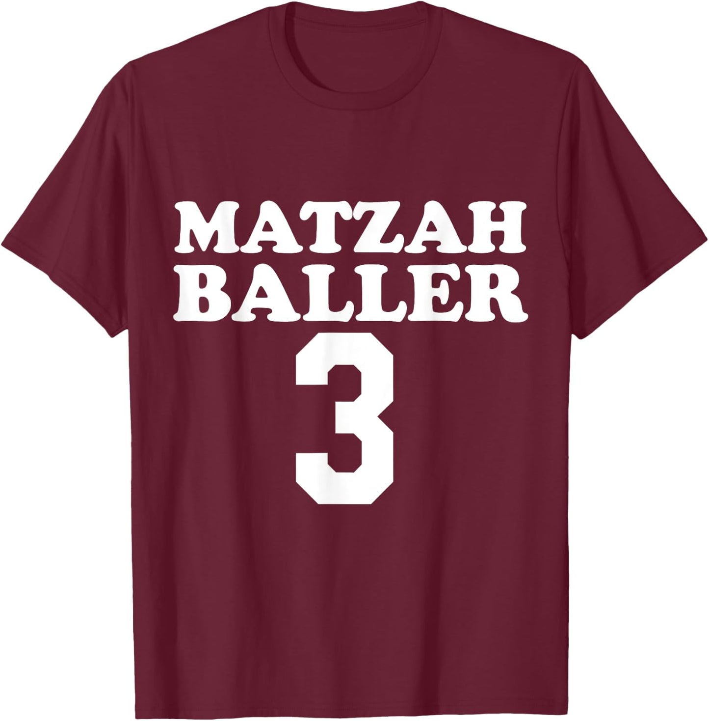 MATZAH BALLERS 3 Funny Jewish Pun Basketball Team Jersey T-Shirt - T-Shirt | Maroon