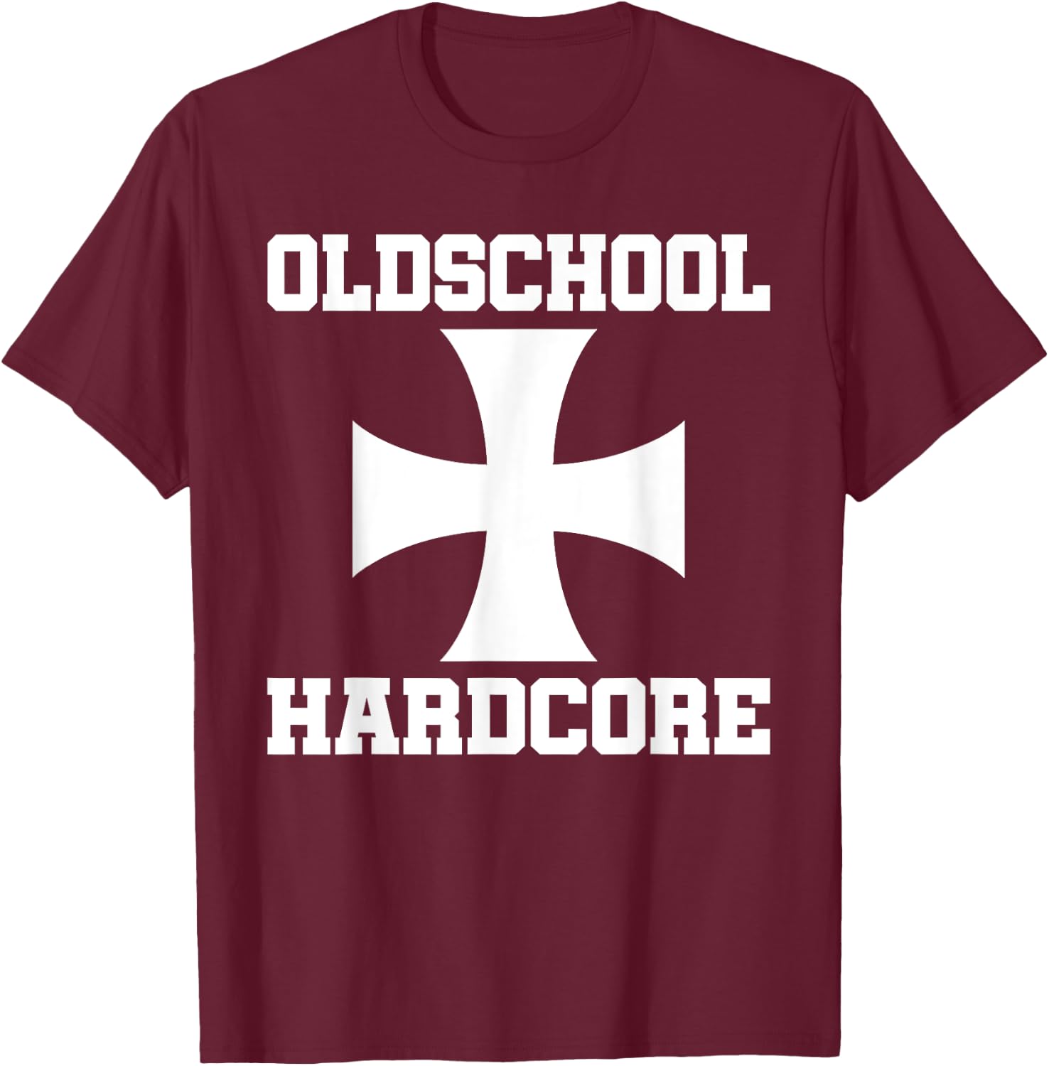 Hardcore Iron Cross Biker WWHC Oldschool T-Shirt - T-Shirt | Maroon