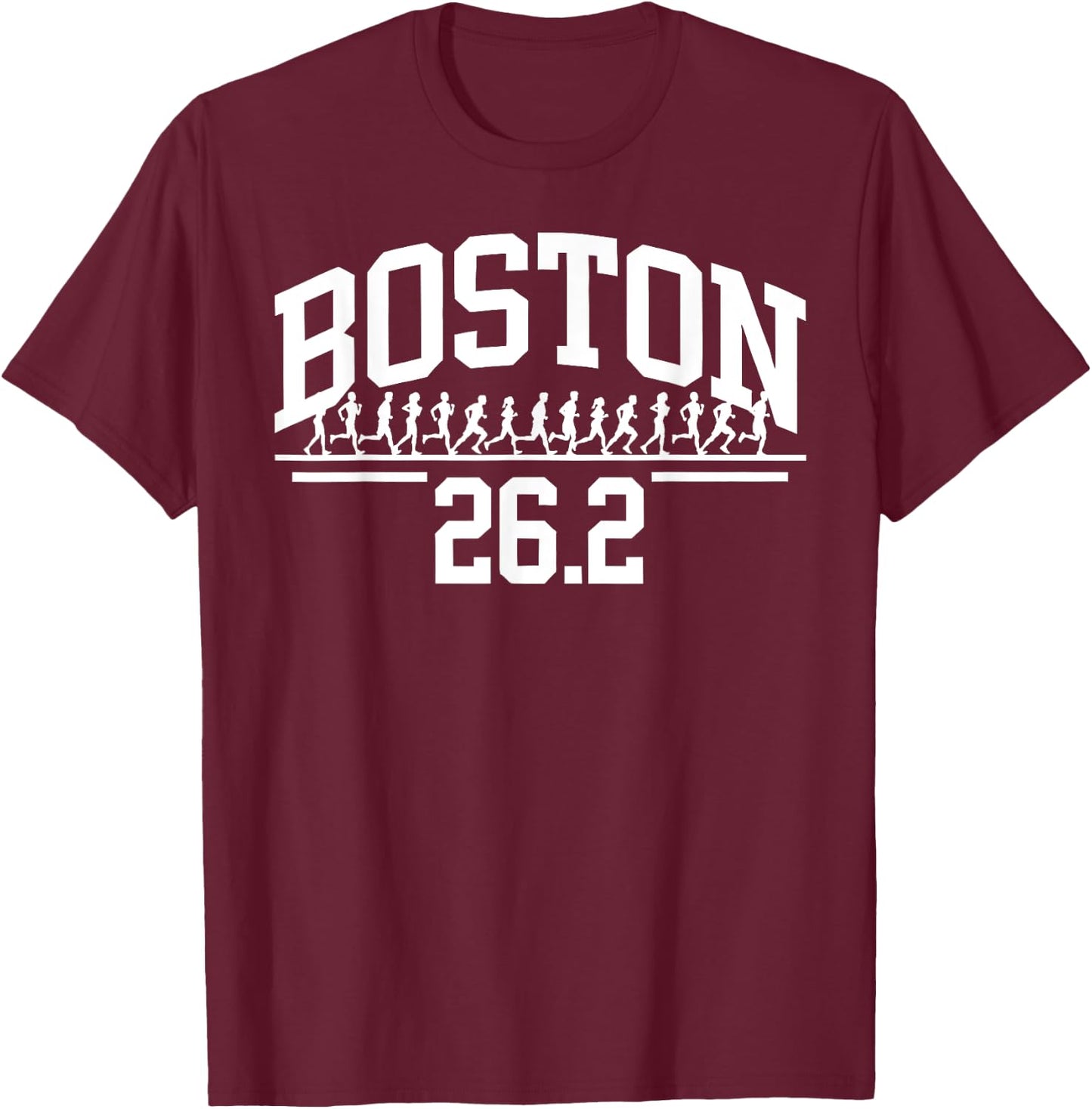 Boston 26.2 Running Marathon Finisher Celebration Runner Run T-Shirt - T-Shirt | Maroon