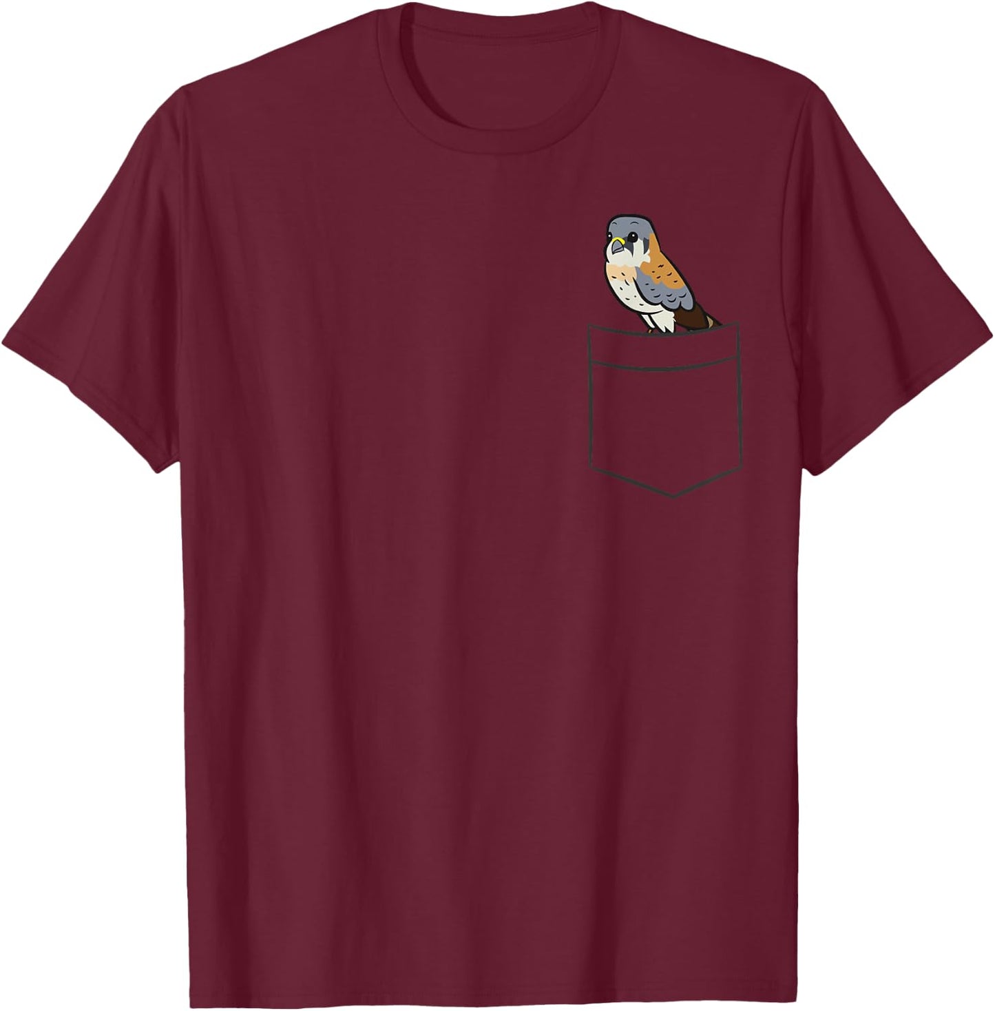 Kestrel In The Pocket Cute Pocket Kestrel Bird T-Shirt - T-Shirt | Maroon