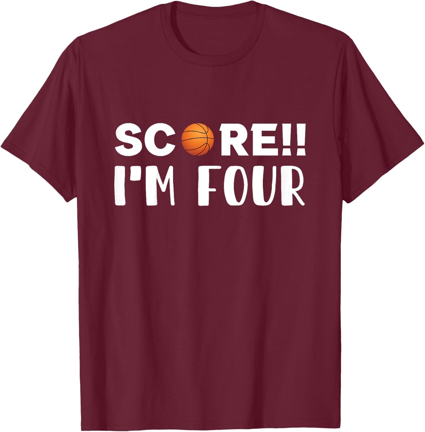 Score i'm Four, sport lover 4th birthday kids 4 T-Shirt - T-Shirt | Maroon