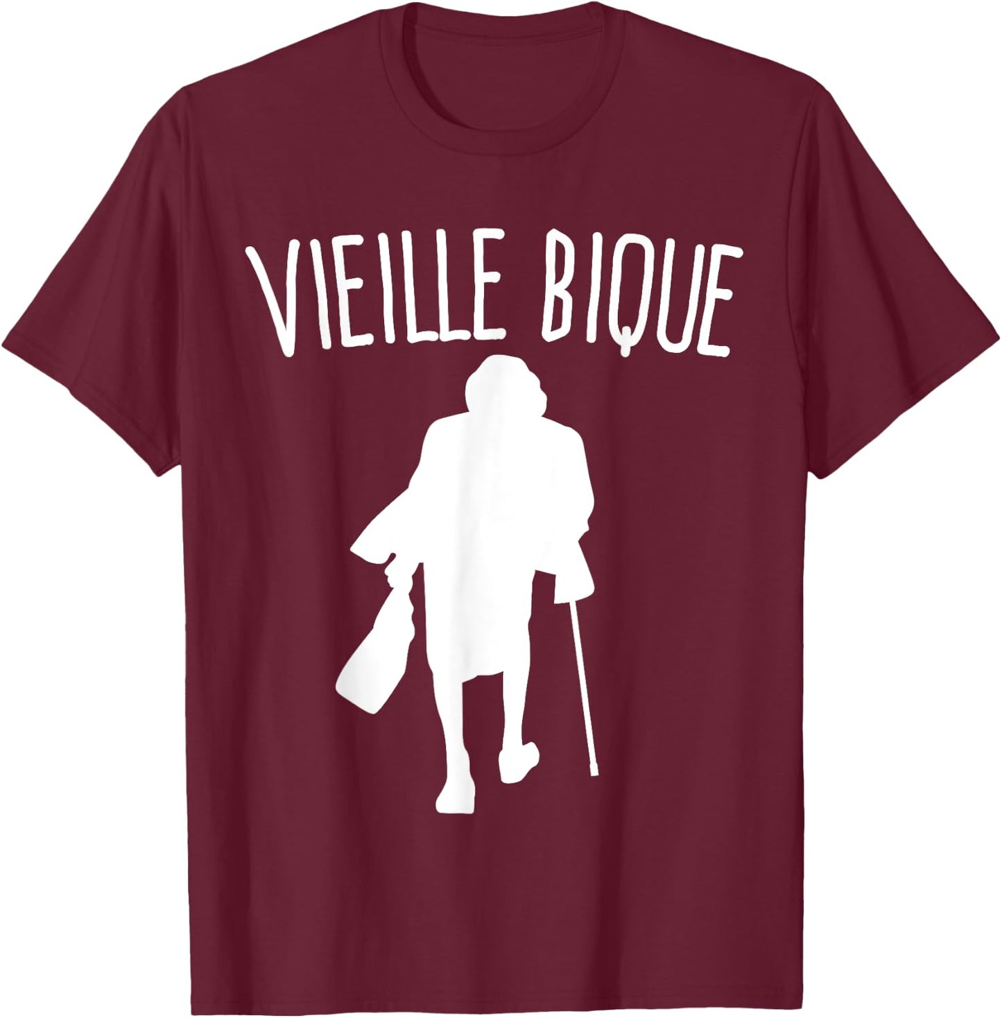 Vieille Bique | Gift Old Bique | Humour Granny , Black, S T-Shirt - T-Shirt | Maroon