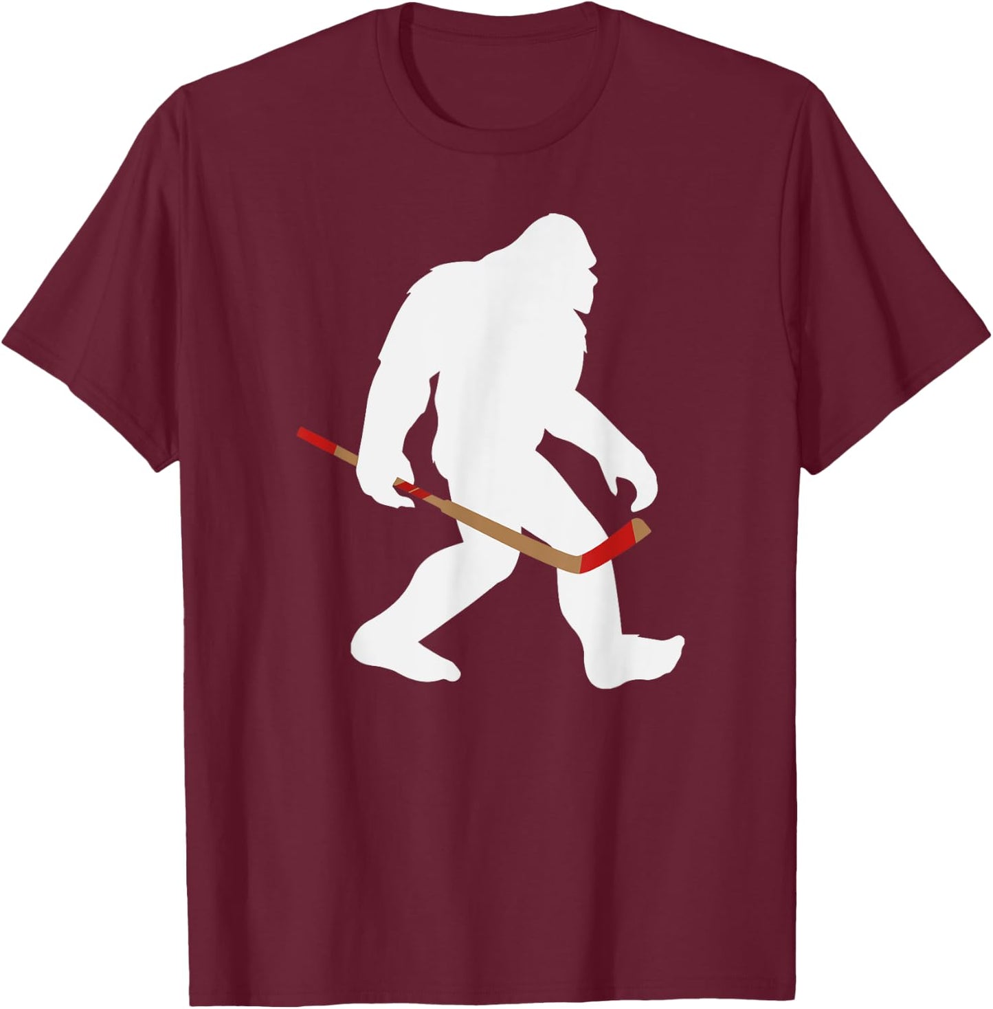 Sasquatch Bigfoot Hockey Player Funny Hockey Lovers T-Shirt - T-Shirt | Maroon