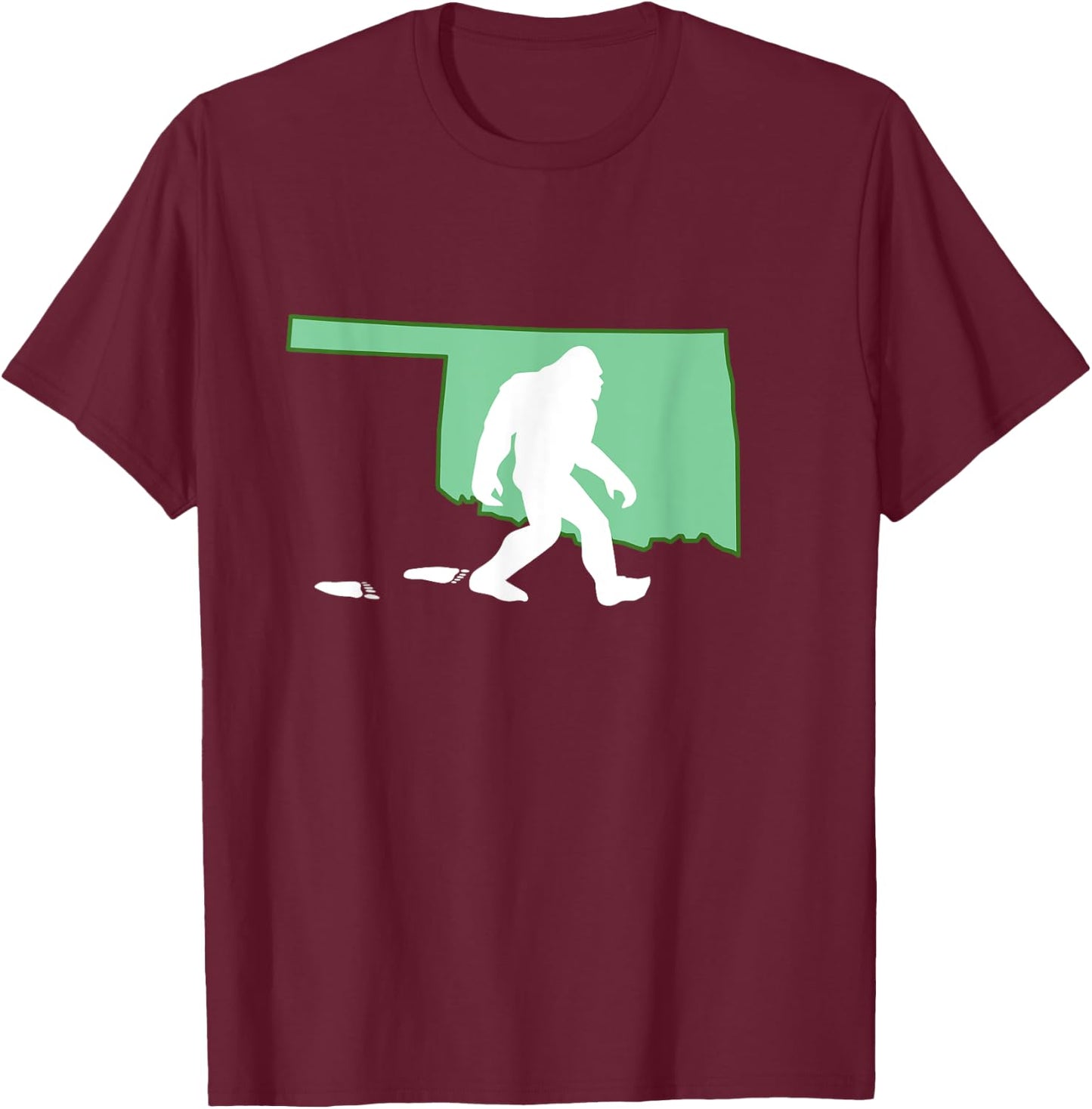 Oklahoma Bigfoot Hunter State T-Shirt - T-Shirt | Maroon