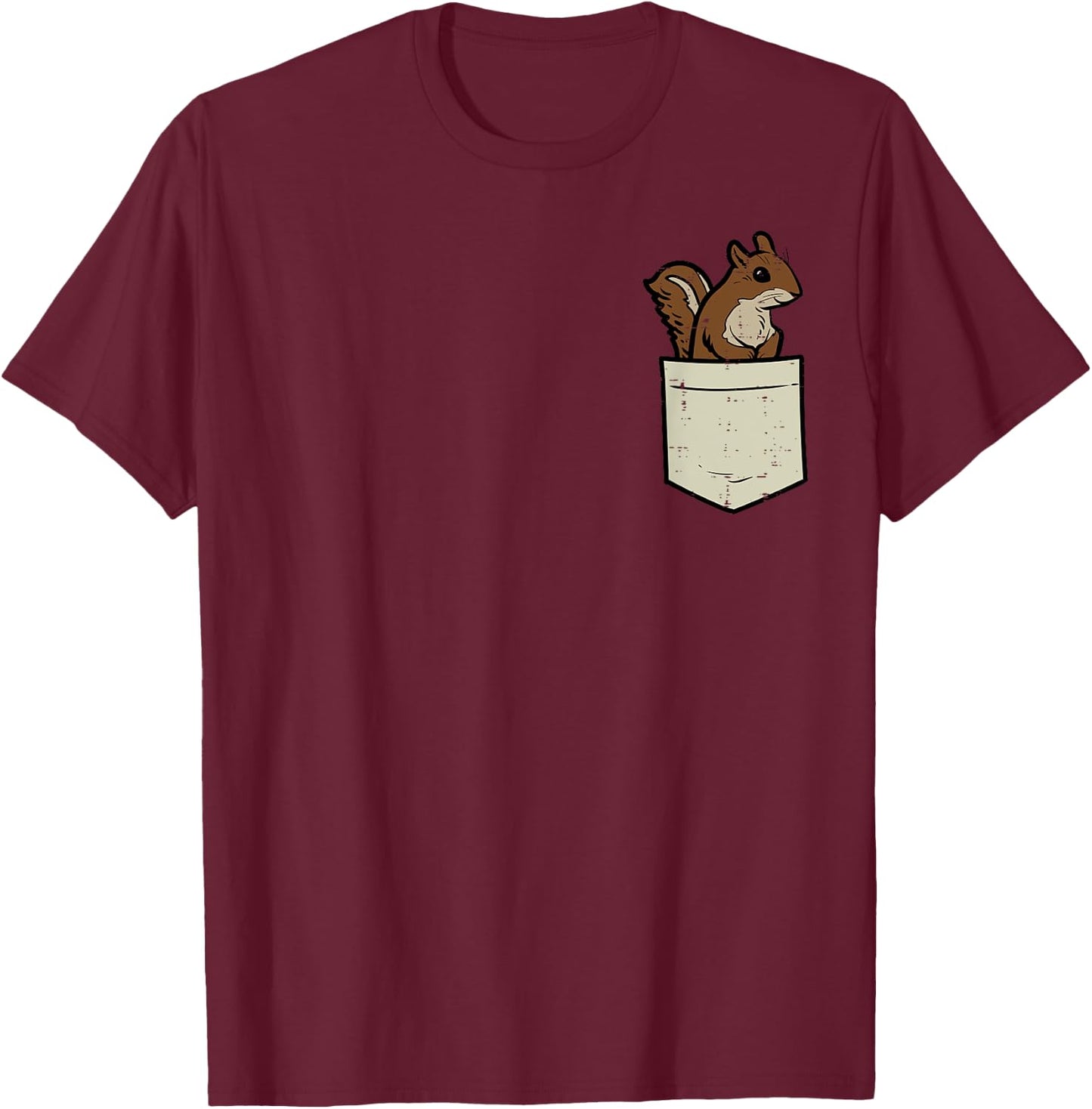 Squirrel Pocket Cute Chipmunk Rodent Women Girls Kids Men T-Shirt - T-Shirt | Maroon