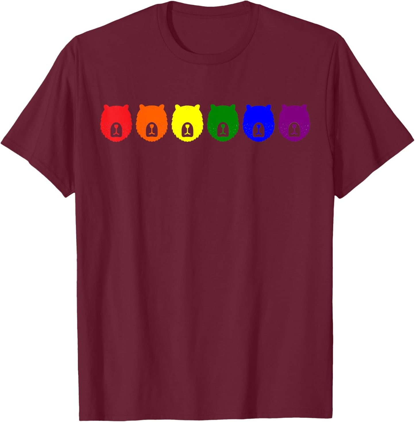 Bears LGBT Flag Gay Pride Transgender Rainbow Lesbian LGBT T-Shirt - T-Shirt | Maroon
