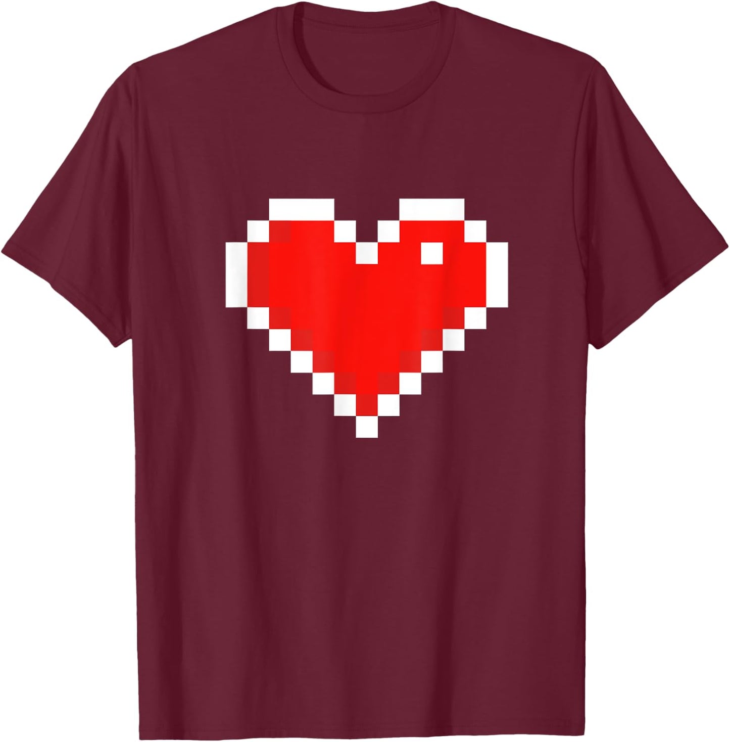 Old 8 Bit Heart Arcade Retro Pixel Gamer Valentine's Day T-Shirt - T-Shirt | Maroon