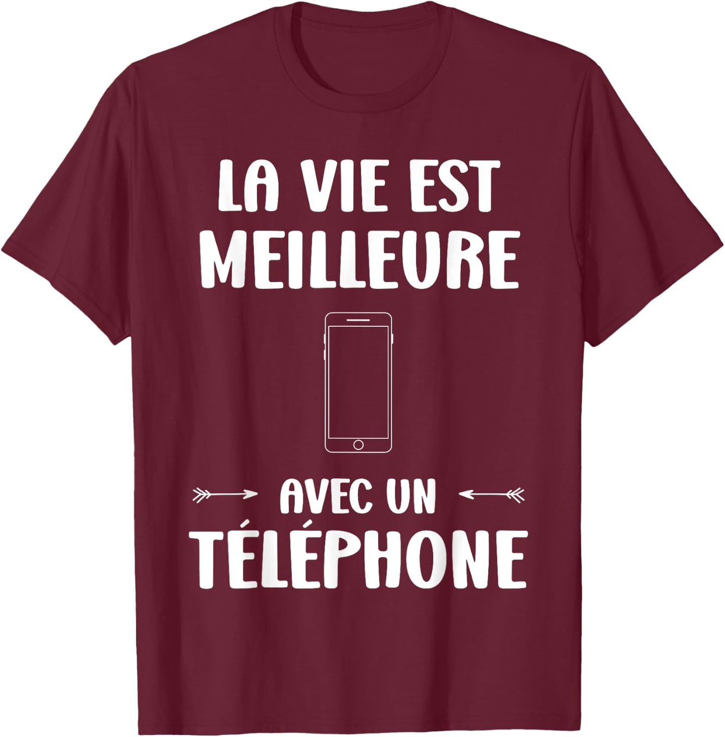 Portable Humor Life Is Better with a Phone , Black, S T-Shirt - T-Shirt | Maroon