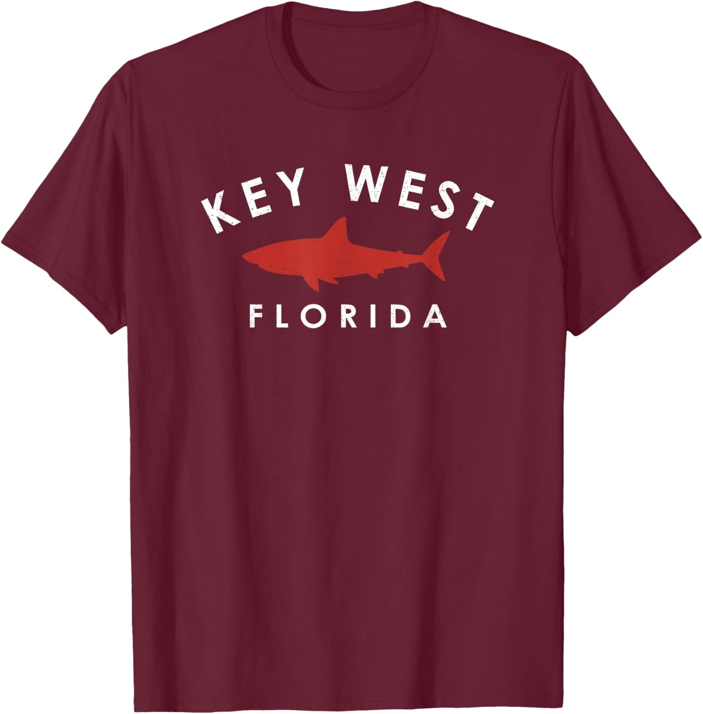 Key West Florida Shark Vacation Souvenir Vintage T-Shirt - T-Shirt | Maroon