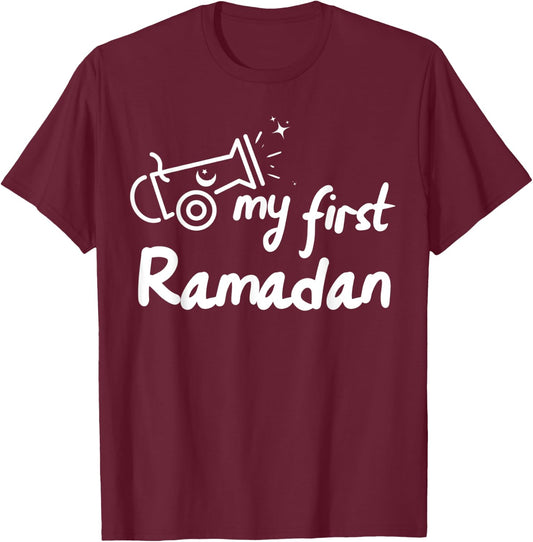 My First Ramadan For Baby, Boys, Girls Kids Fasting Ramadan , black T-Shirt - T-Shirt | Maroon