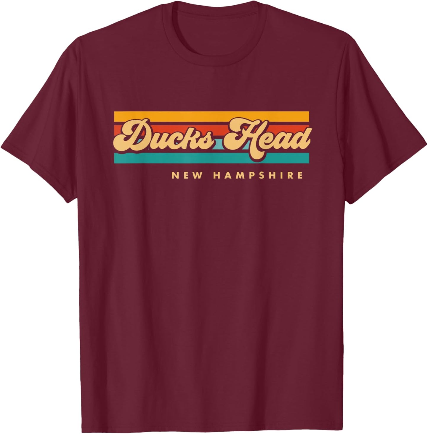 Vintage Sunset Stripes Ducks Head, New Hampshire T-Shirt - T-Shirt | Maroon