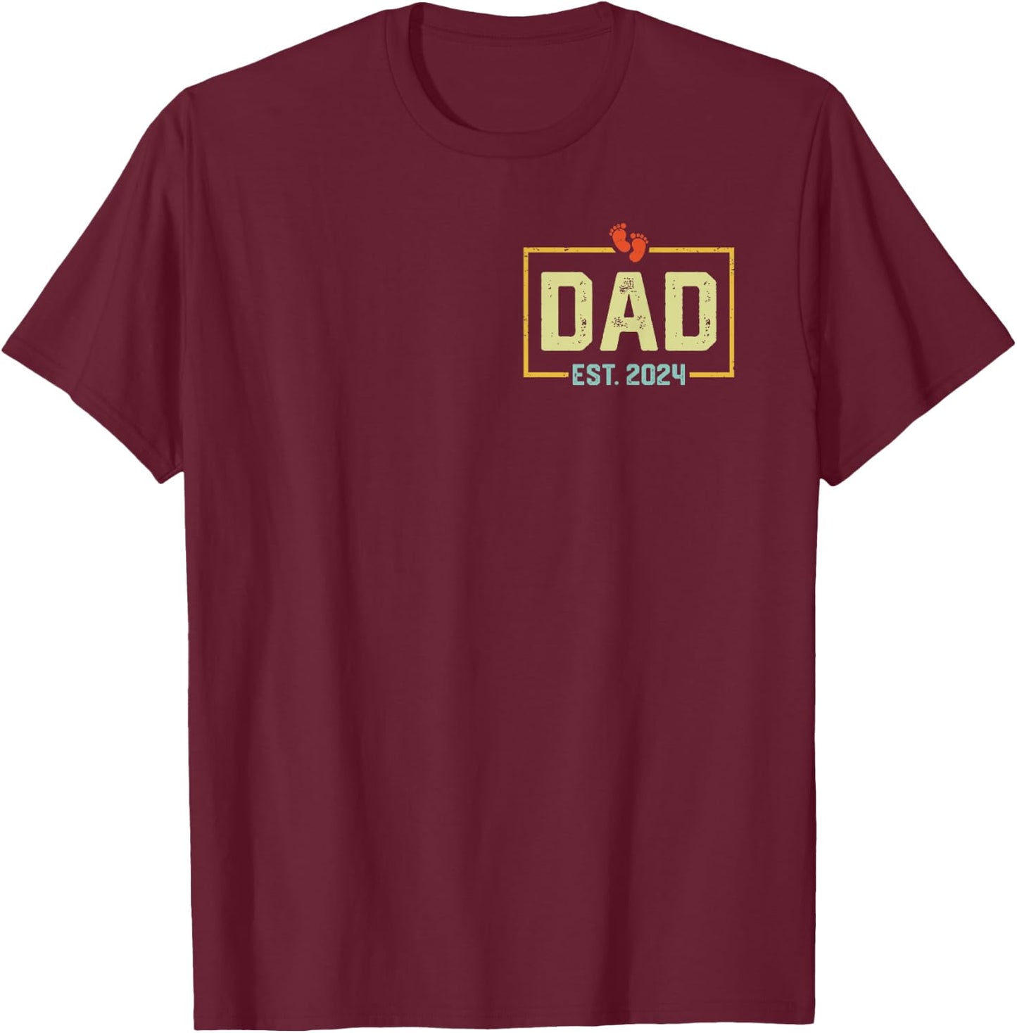 Dad Est. 2024 Dad 2024 Logo New Dad Fathers Day T-Shirt - T-Shirt | Maroon