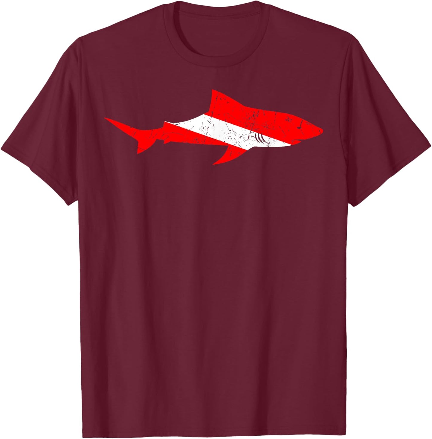 Shark Scuba Diving Diver Down Flag Underwater Dive Deep-Sea T-Shirt - T-Shirt | Maroon