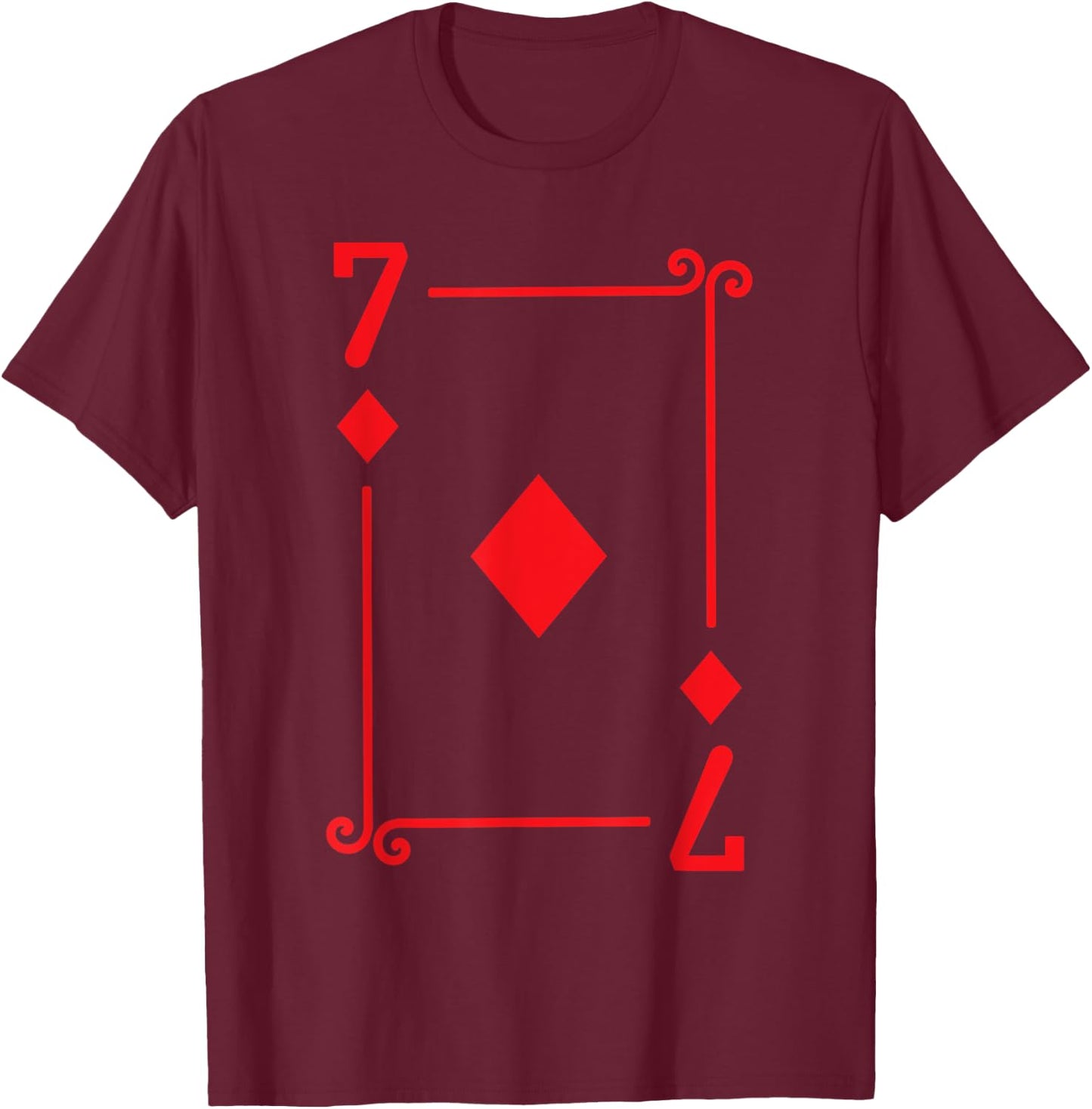 Playing Cards - Matching Diamonds Card Suits - Seven Card T-Shirt - T-Shirt | Maroon