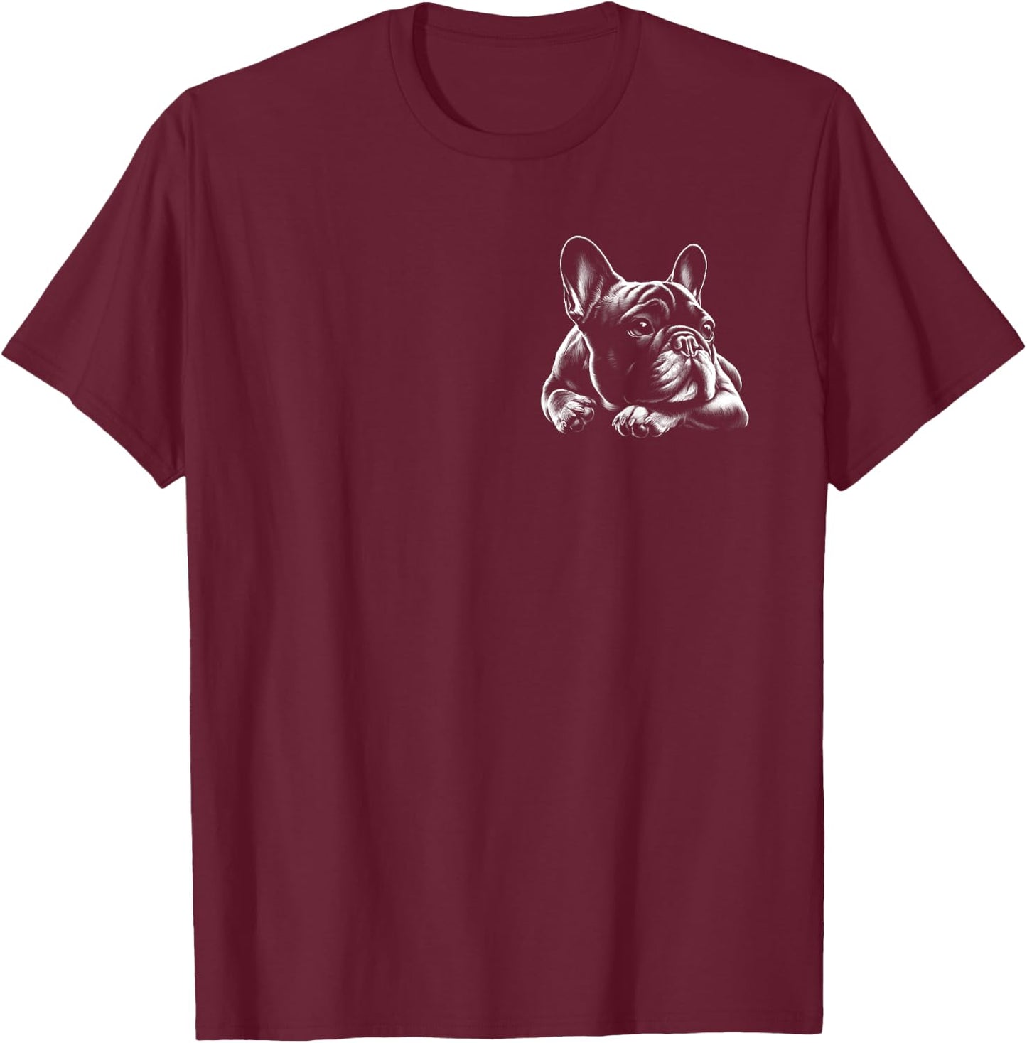 Cute Dreamy French Bulldog on Chest Men Women Kids T-Shirt - T-Shirt | Maroon