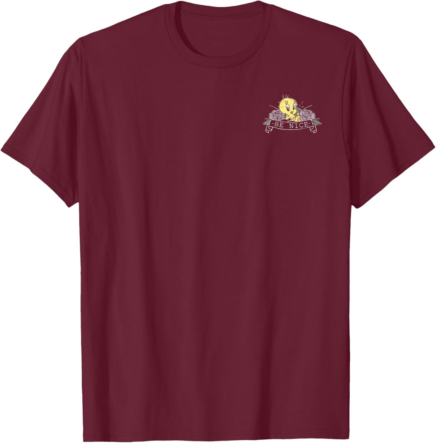 Looney Tunes Tweety Bird Be Nice Pocket T-Shirt - T-Shirt | Maroon