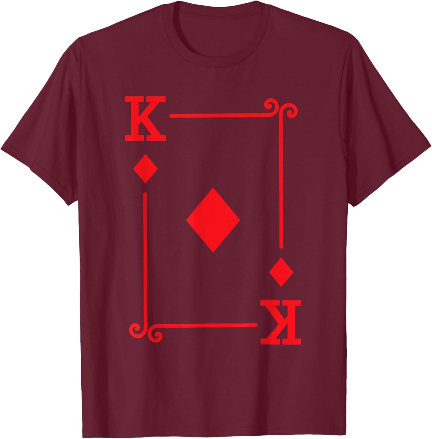 Playing Cards - Matching Diamonds Card Suits - King Card T-Shirt - T-Shirt | Maroon