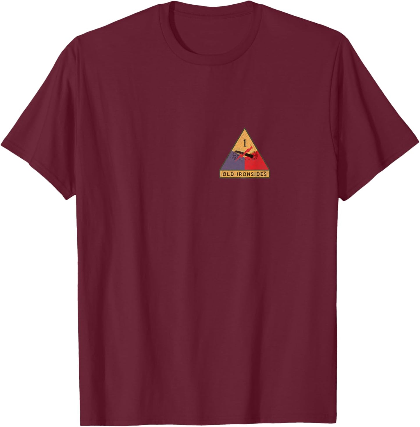 1st Armored Division Old Ironsides Badge Veterans Day Xmas , black, s T-Shirt - T-Shirt | Maroon