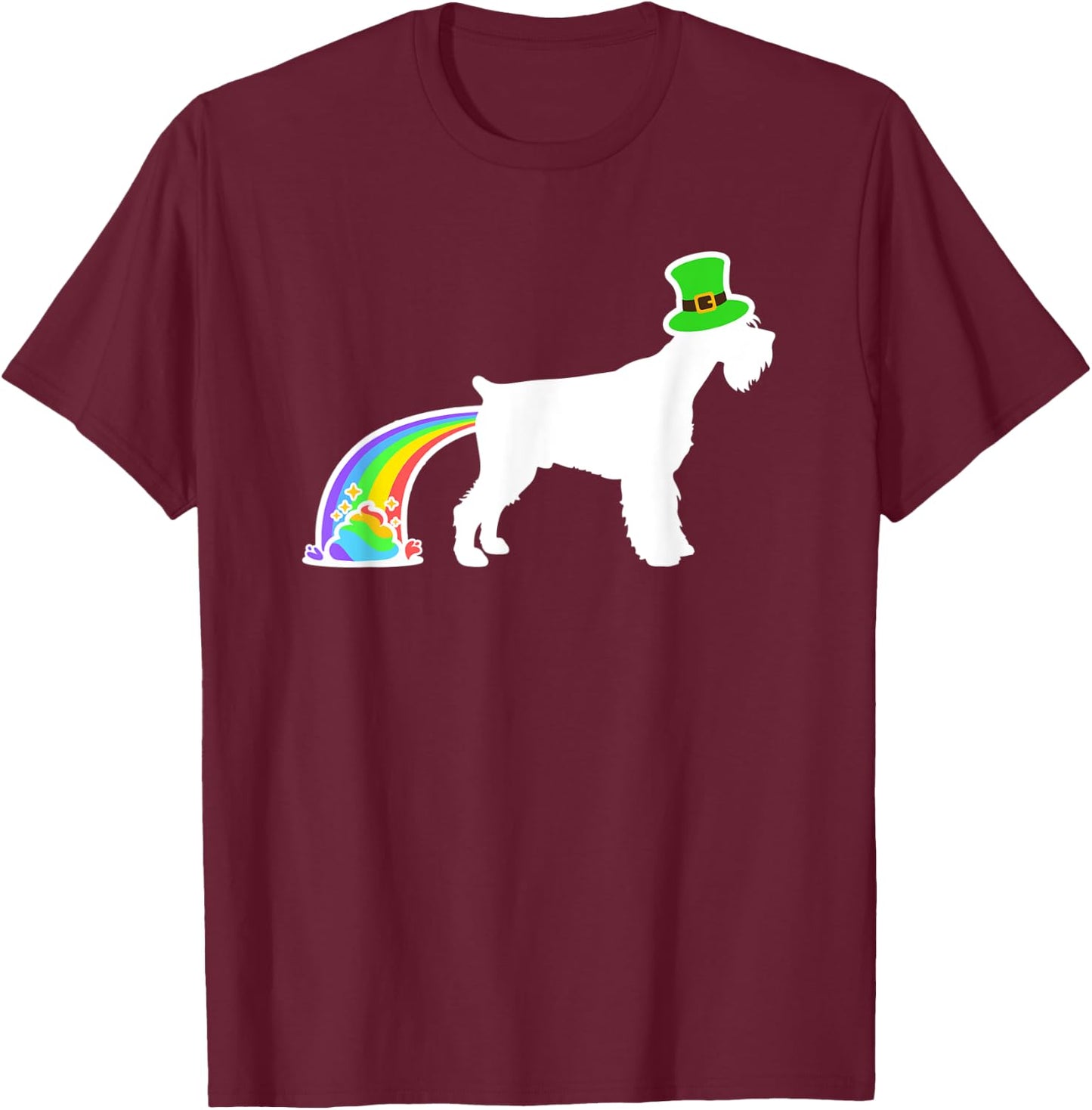 St. Patrick's Day Rainbow Dog - Giant Schnauzer T-Shirt - T-Shirt | Maroon