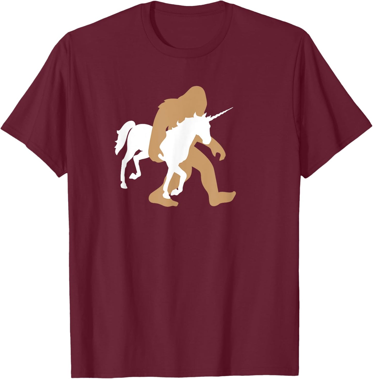 Bigfoot Carrying Unicorn Funny Cute Sasquatch Gift T-Shirt - T-Shirt | Maroon