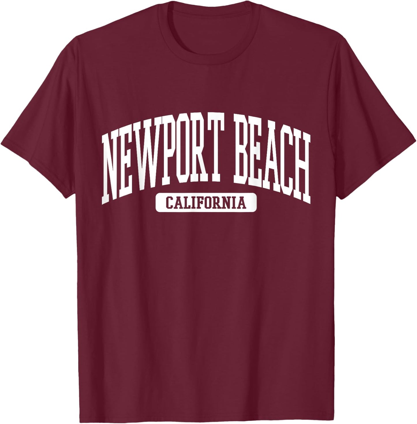 Newport Beach California Souvenir Beach, Aesthetic, Retro T-Shirt - T-Shirt | Maroon