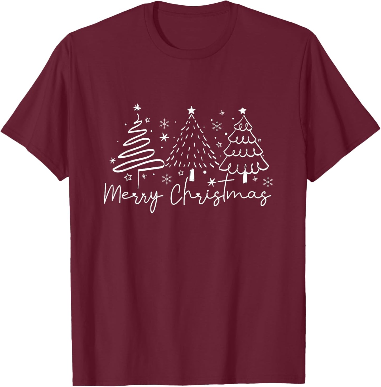 Merry Christmas Tree Christmas Tree T-Shirt - T-Shirt | Maroon