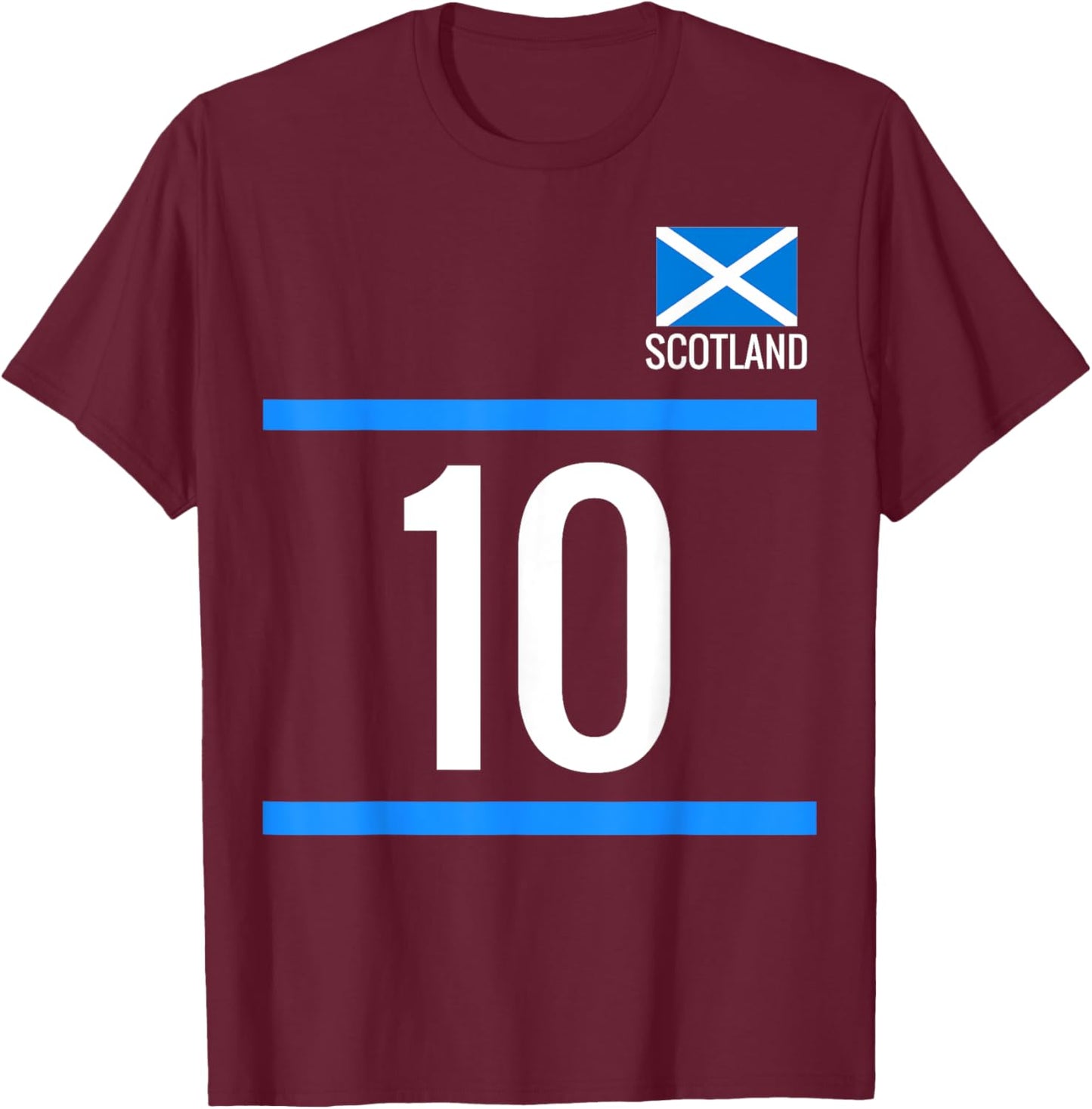 Scotland Scottish Football Futbol Soccer 10 T-Shirt - T-Shirt | Maroon