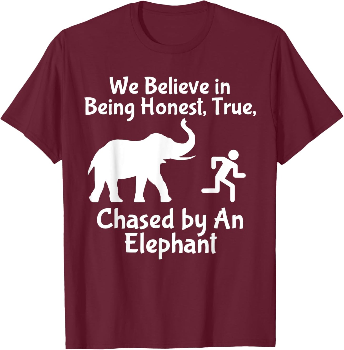 LDS Funny Chased by an Elephant Mormon Faith T-Shirt - T-Shirt | Maroon
