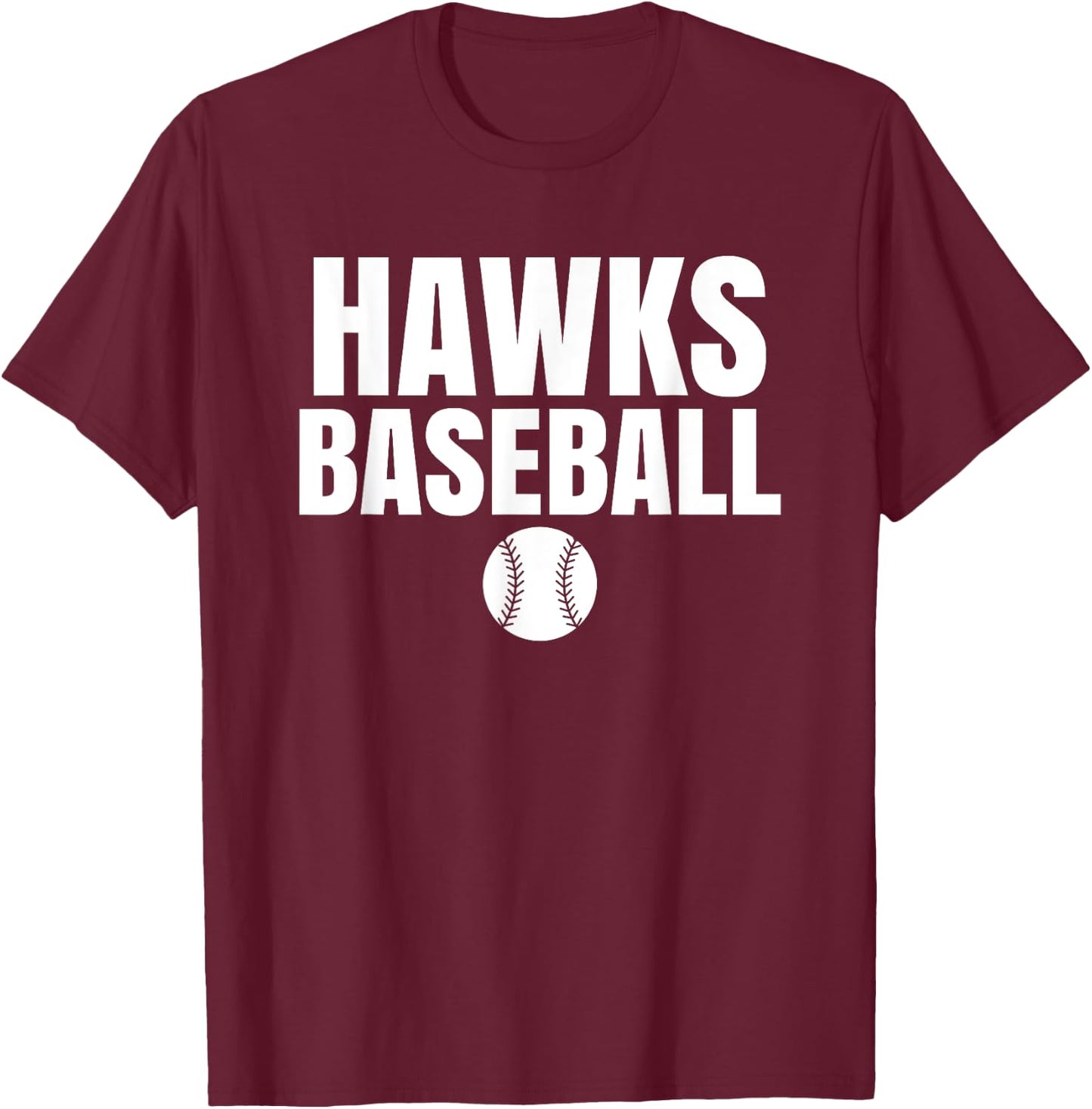 Hawks Red Oak Baseball T-Shirt - T-Shirt | Maroon