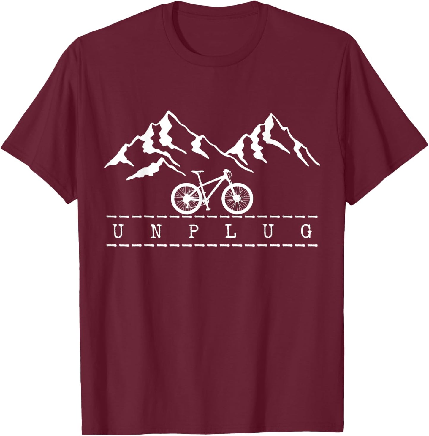 Mountain Bike Unplug MTB Biking Downhill Mountain Biker T-Shirt - T-Shirt | Maroon