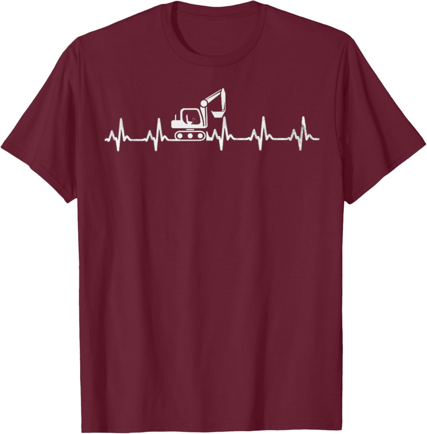 Excavator Heartbeat Driver Excavator Gift , Black, S T-Shirt - T-Shirt | Maroon