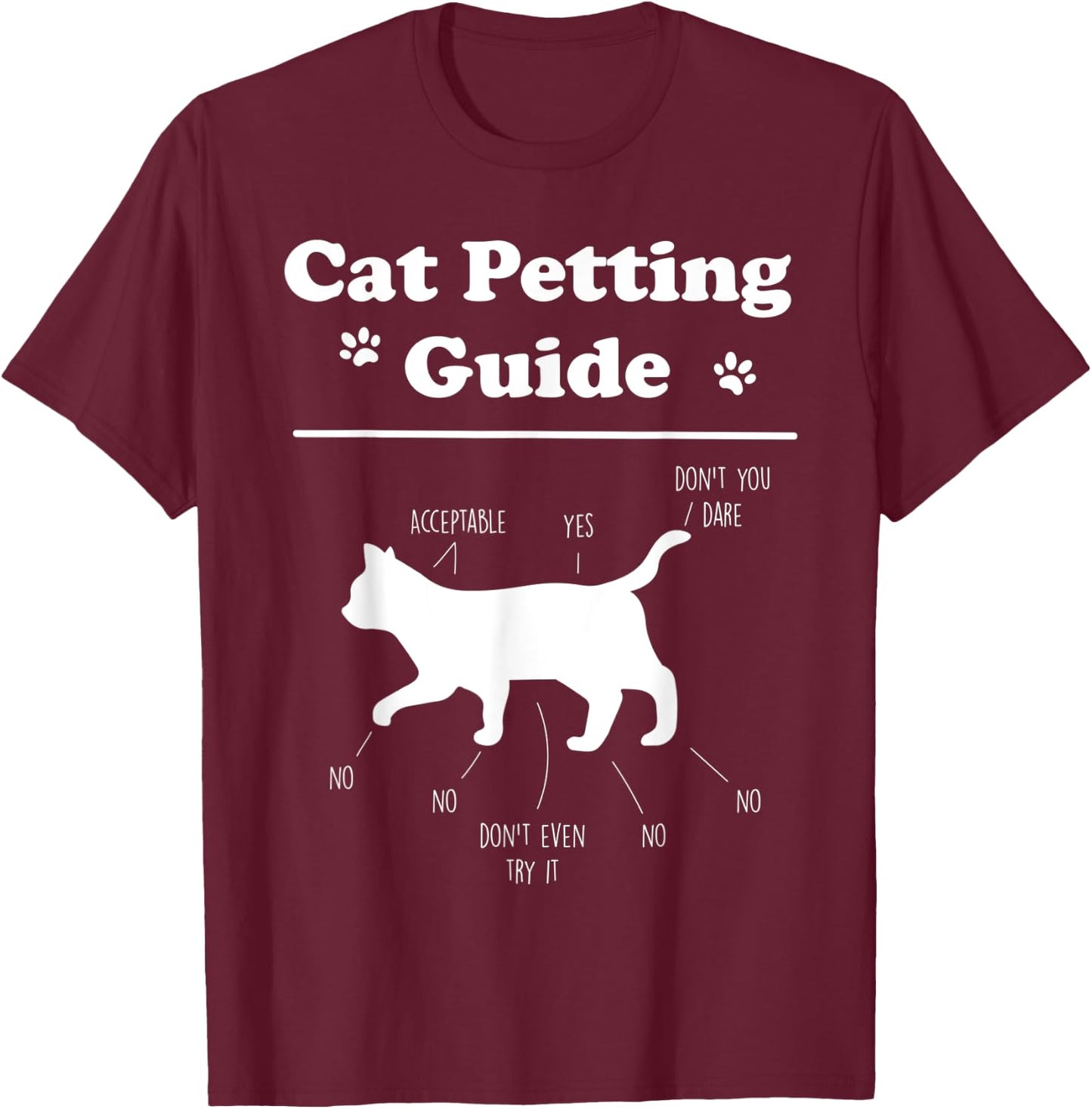 Cat Petting Guide Funny Cat Owner Pet Kitten Petting Guide Men Women Kids T-Shirt - T-Shirt | Maroon