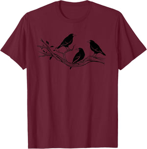 Cool Black Crow Product Bird Gift Norse Raven Crows On Wire T-Shirt - T-Shirt | Maroon