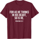 For As He Thinks In His Heart, So Is He. Bible Quote LOA T-Shirt - T-Shirt | Maroon