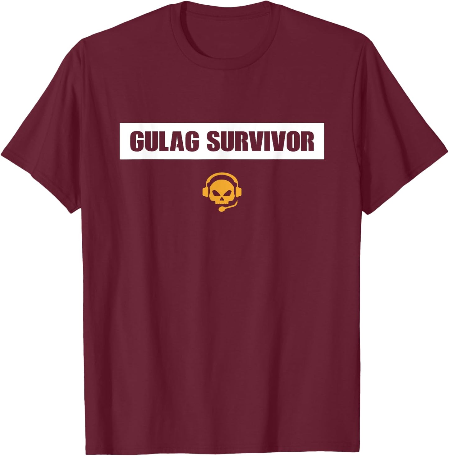 Warzone | Gulag Survivor Recon Ghost Headphone Gaming T-Shirt - T-Shirt | Maroon